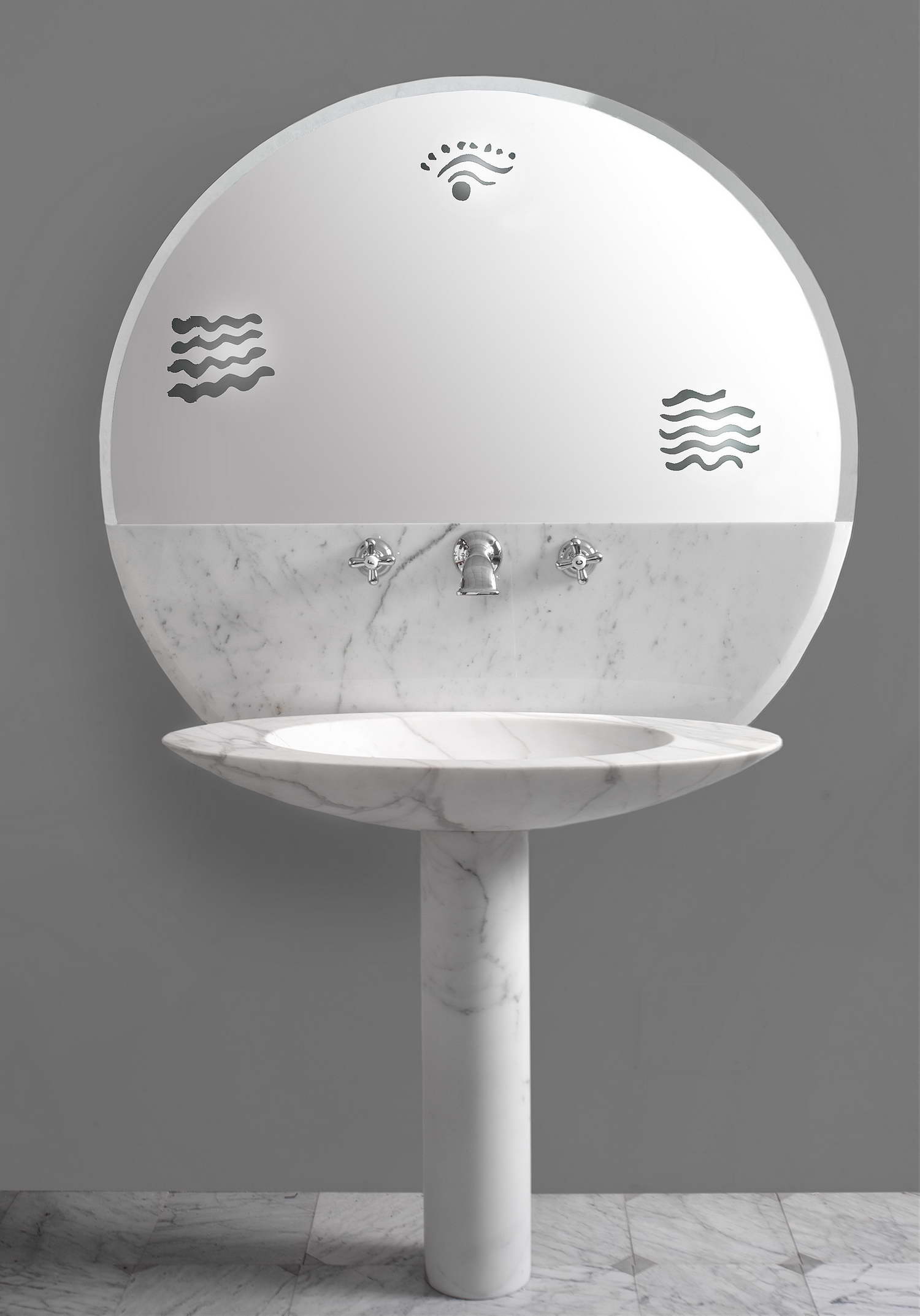 Lavabo con Specchio, Bianco Carrara, Matteo Thun